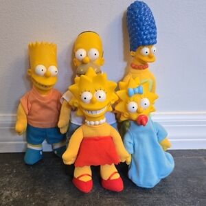 The Simpsons Vintage 1990 Burger King Plush Dolls Complete Set of 5